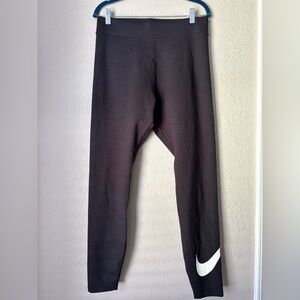 Nike Black Leggings with White Logo Women’s size L